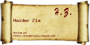Haider Zia névjegykártya